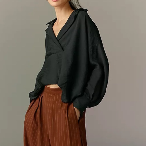 Anthropologie The Dylon Long-Sleeve Wide-Placket Top - Picture 1 of 7